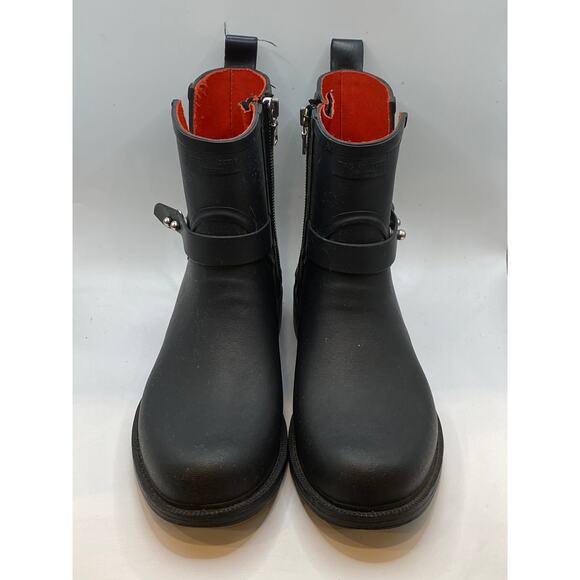 RAG & BONE Women's Black Rubber Moto Pull-On Calf Rain Boot SZ 38(US8) - Picture 1 of 12